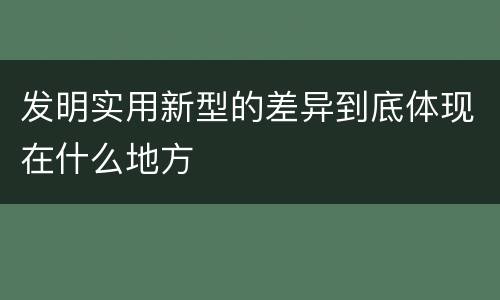 发明实用新型的差异到底体现在什么地方