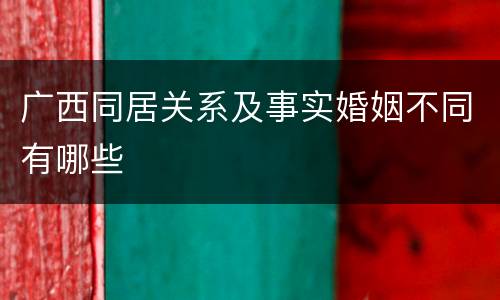 广西同居关系及事实婚姻不同有哪些