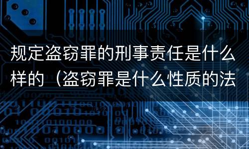规定盗窃罪的刑事责任是什么样的（盗窃罪是什么性质的法律责任）