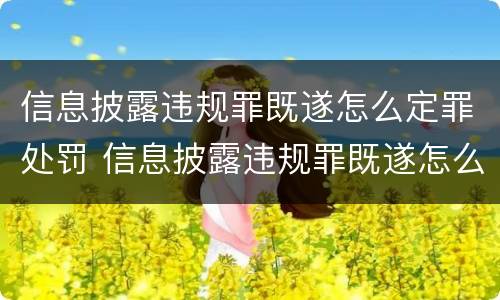 信息披露违规罪既遂怎么定罪处罚 信息披露违规罪既遂怎么定罪处罚依据