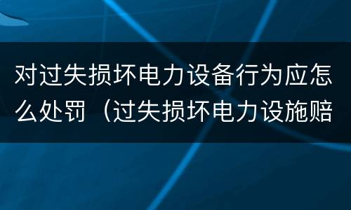 对过失损坏电力设备行为应怎么处罚（过失损坏电力设施赔偿标准）