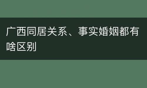 广西同居关系、事实婚姻都有啥区别