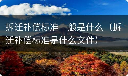 拆迁补偿标准一般是什么（拆迁补偿标准是什么文件）