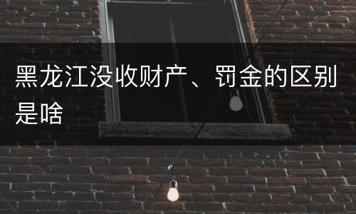 黑龙江没收财产、罚金的区别是啥