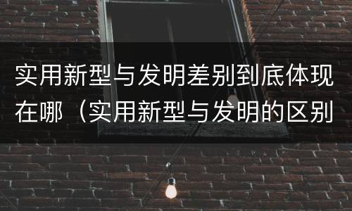 实用新型与发明差别到底体现在哪（实用新型与发明的区别是什么）