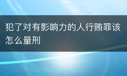 犯了对有影响力的人行贿罪该怎么量刑