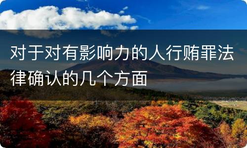 对于对有影响力的人行贿罪法律确认的几个方面