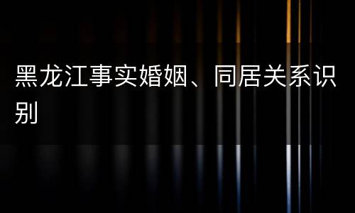 黑龙江事实婚姻、同居关系识别