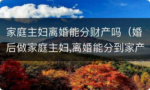 家庭主妇离婚能分财产吗（婚后做家庭主妇,离婚能分到家产吗）