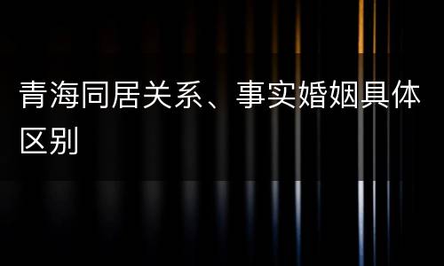 青海同居关系、事实婚姻具体区别