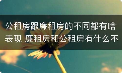 公租房跟廉租房的不同都有啥表现 廉租房和公租房有什么不同