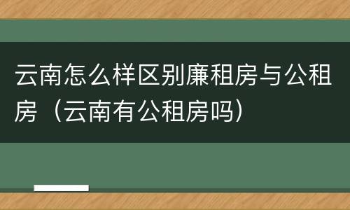 云南怎么样区别廉租房与公租房（云南有公租房吗）