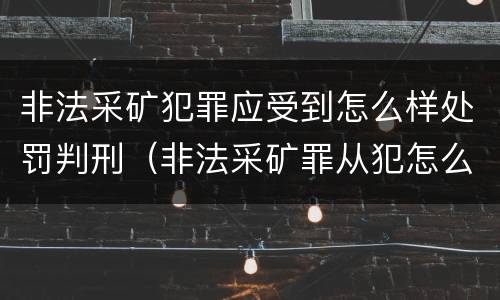 非法采矿犯罪应受到怎么样处罚判刑（非法采矿罪从犯怎么判）