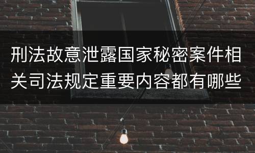 刑法故意泄露国家秘密案件相关司法规定重要内容都有哪些