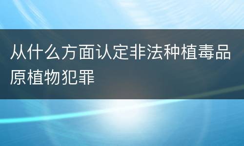 从什么方面认定非法种植毒品原植物犯罪