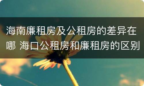海南廉租房及公租房的差异在哪 海口公租房和廉租房的区别