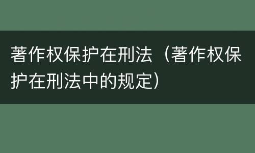 著作权保护在刑法（著作权保护在刑法中的规定）