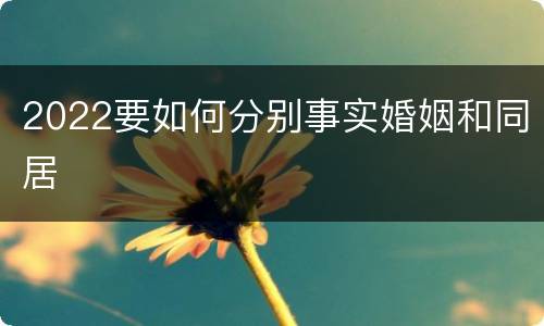 2022要如何分别事实婚姻和同居