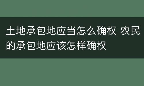 土地承包地应当怎么确权 农民的承包地应该怎样确权