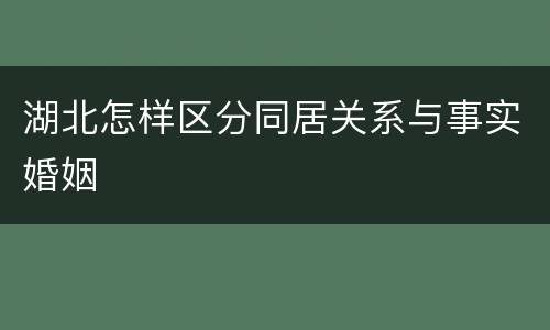 湖北怎样区分同居关系与事实婚姻