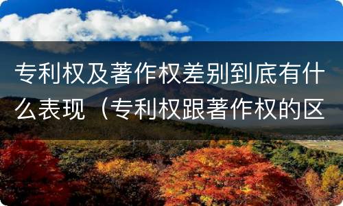 专利权及著作权差别到底有什么表现（专利权跟著作权的区别）