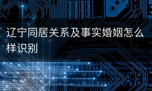 辽宁同居关系及事实婚姻怎么样识别