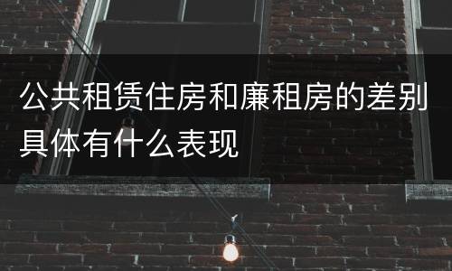 公共租赁住房和廉租房的差别具体有什么表现