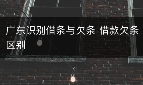 广东识别借条与欠条 借款欠条区别