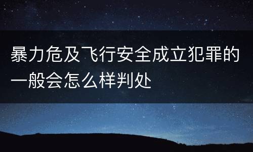 暴力危及飞行安全成立犯罪的一般会怎么样判处
