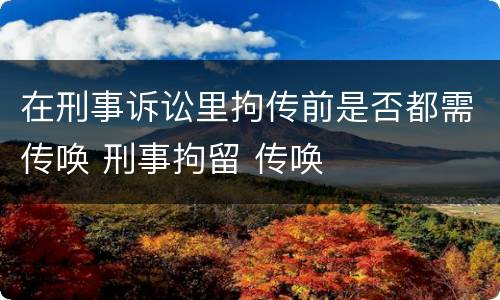 在刑事诉讼里拘传前是否都需传唤 刑事拘留 传唤