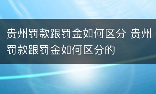 贵州罚款跟罚金如何区分 贵州罚款跟罚金如何区分的