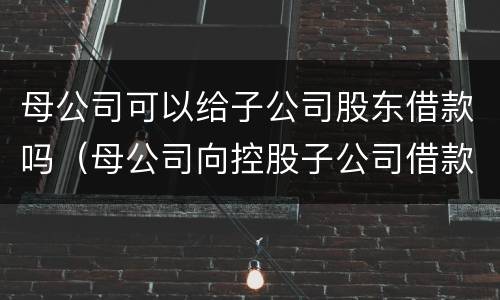 母公司可以给子公司股东借款吗（母公司向控股子公司借款吗）