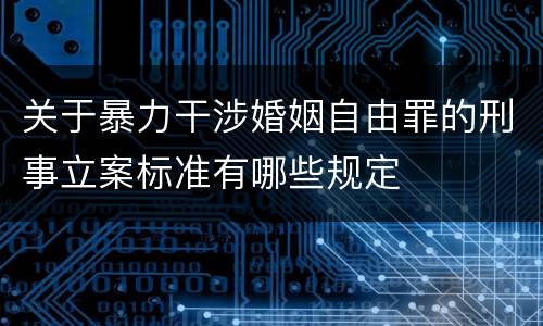 关于暴力干涉婚姻自由罪的刑事立案标准有哪些规定
