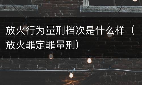 放火行为量刑档次是什么样（放火罪定罪量刑）