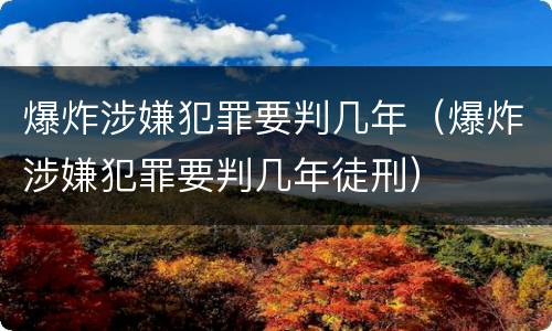 爆炸涉嫌犯罪要判几年（爆炸涉嫌犯罪要判几年徒刑）