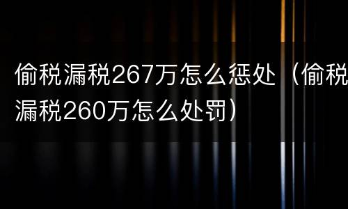 偷税漏税267万怎么惩处（偷税漏税260万怎么处罚）