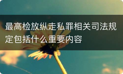 最高检放纵走私罪相关司法规定包括什么重要内容