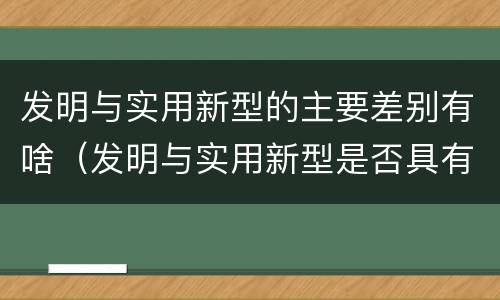 发明与实用新型的主要差别有啥（发明与实用新型是否具有实用性）