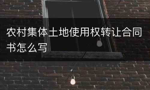 农村集体土地使用权转让合同书怎么写