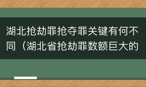 湖北抢劫罪抢夺罪关键有何不同（湖北省抢劫罪数额巨大的标准）