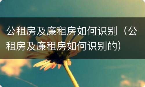 公租房及廉租房如何识别（公租房及廉租房如何识别的）