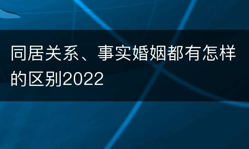 同居关系、事实婚姻都有怎样的区别2022