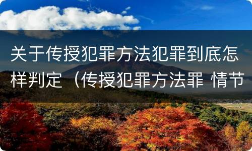 关于传授犯罪方法犯罪到底怎样判定（传授犯罪方法罪 情节严重）