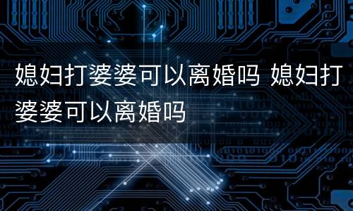 媳妇打婆婆可以离婚吗 媳妇打婆婆可以离婚吗