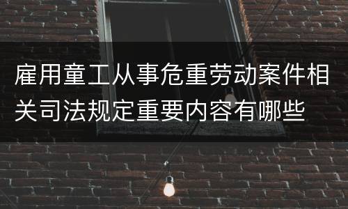 雇用童工从事危重劳动案件相关司法规定重要内容有哪些