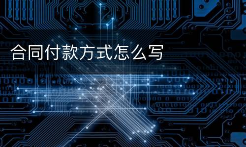 合同付款方式怎么写