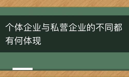 个体企业与私营企业的不同都有何体现