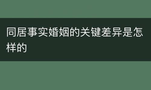 同居事实婚姻的关键差异是怎样的