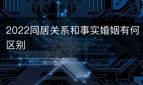 2022同居关系和事实婚姻有何区别