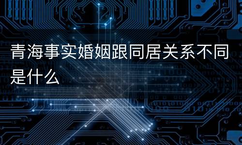 青海事实婚姻跟同居关系不同是什么